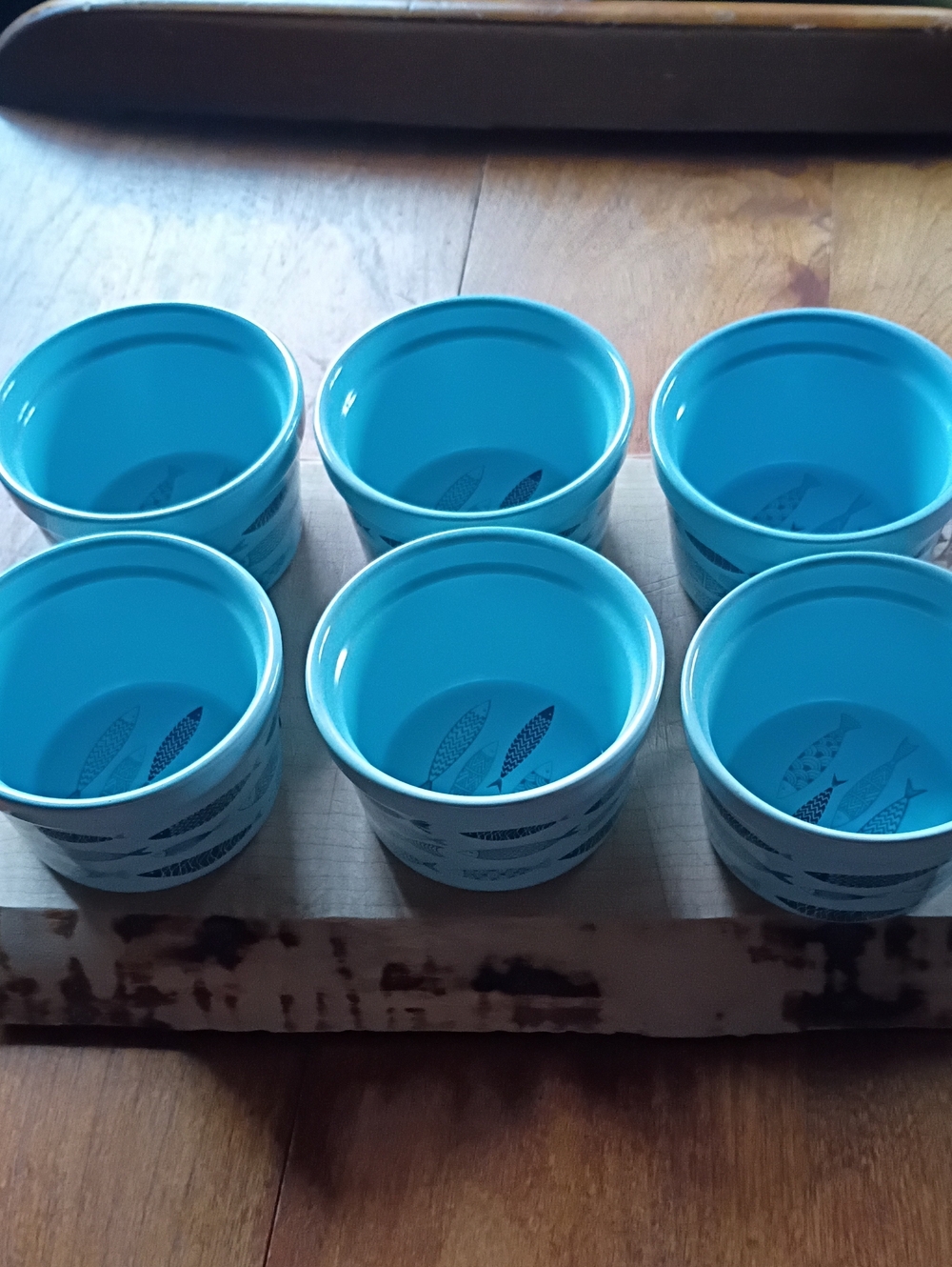 Set of 6 Blue Ceramic Dessert Cups